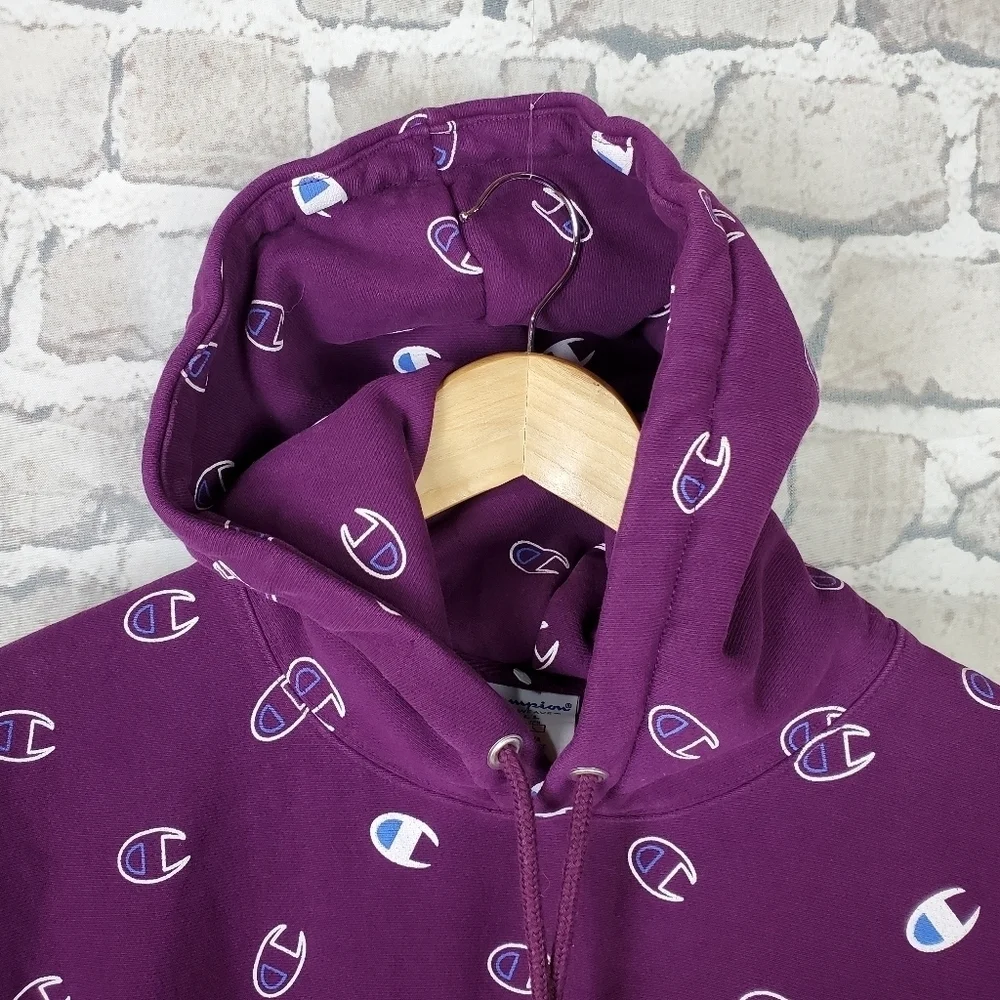 Champion Purple Reverse Weave Hoodie Tossed  Cs Size Small - Picture 6 of 16